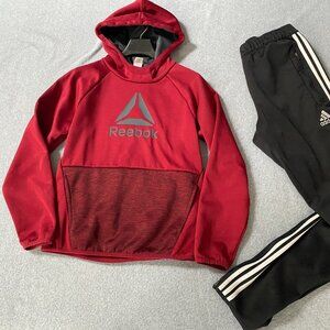 Reebok Sweatshirt Boys Size 10/12  +Black Adidas Pull On pants  Size M